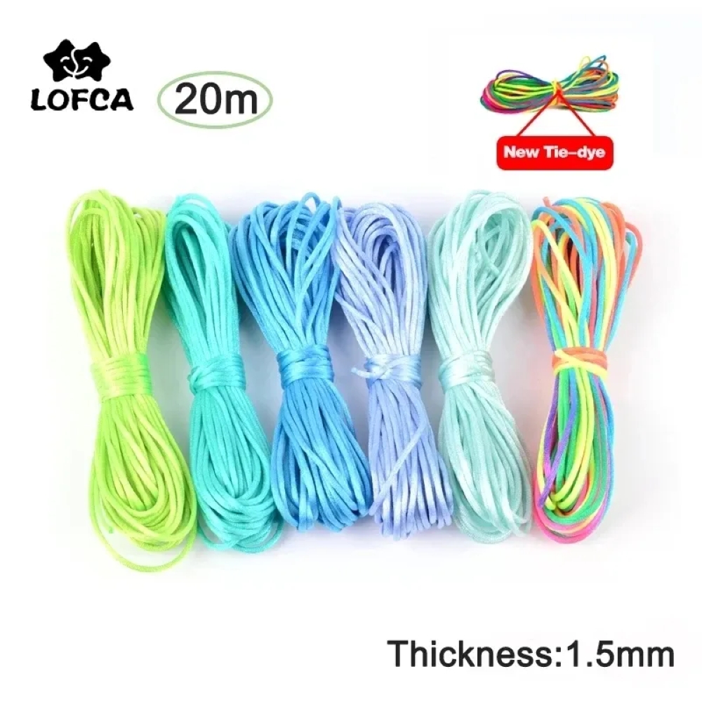 Ribbon Wired Satin - 20 เมตร/ล็อตDIYสายไนลอน 1.5 มม.คลิปPacifierสำหรับสร้อยคอทำเชือกลูกปัดซิลิโคนHandmadeซาตินเครื่องประดับด้าย