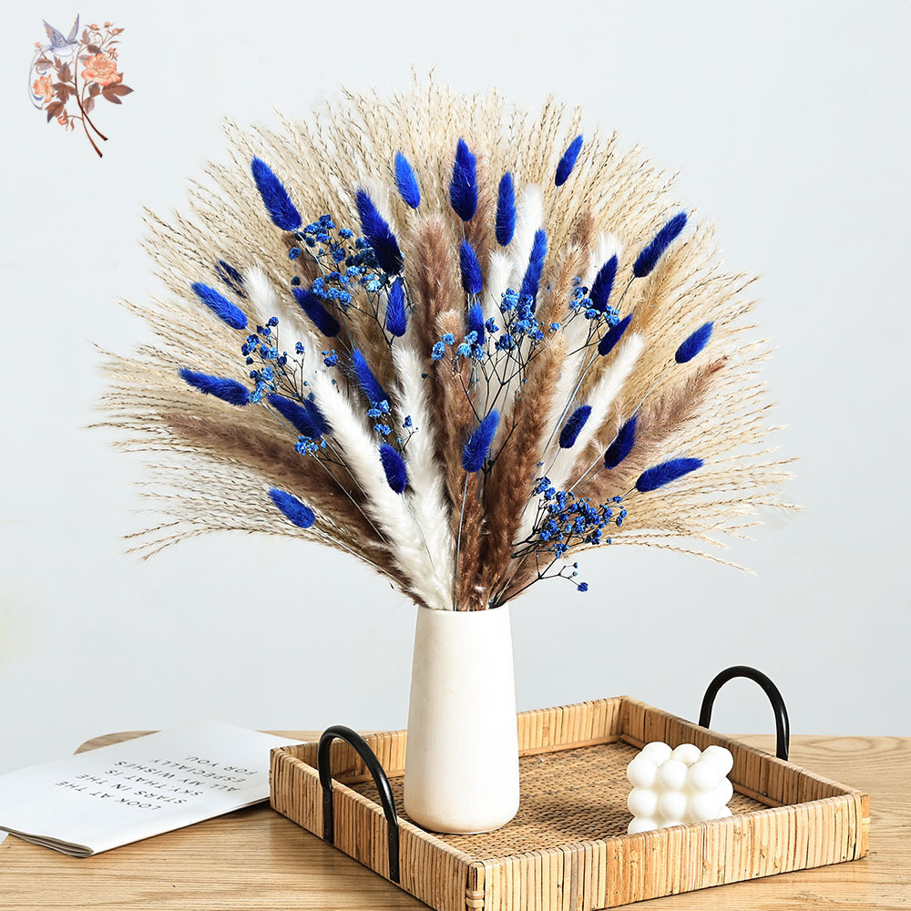 Florist Supp - 70 Stem Blue Fluffly หางกระต่าย Pampas