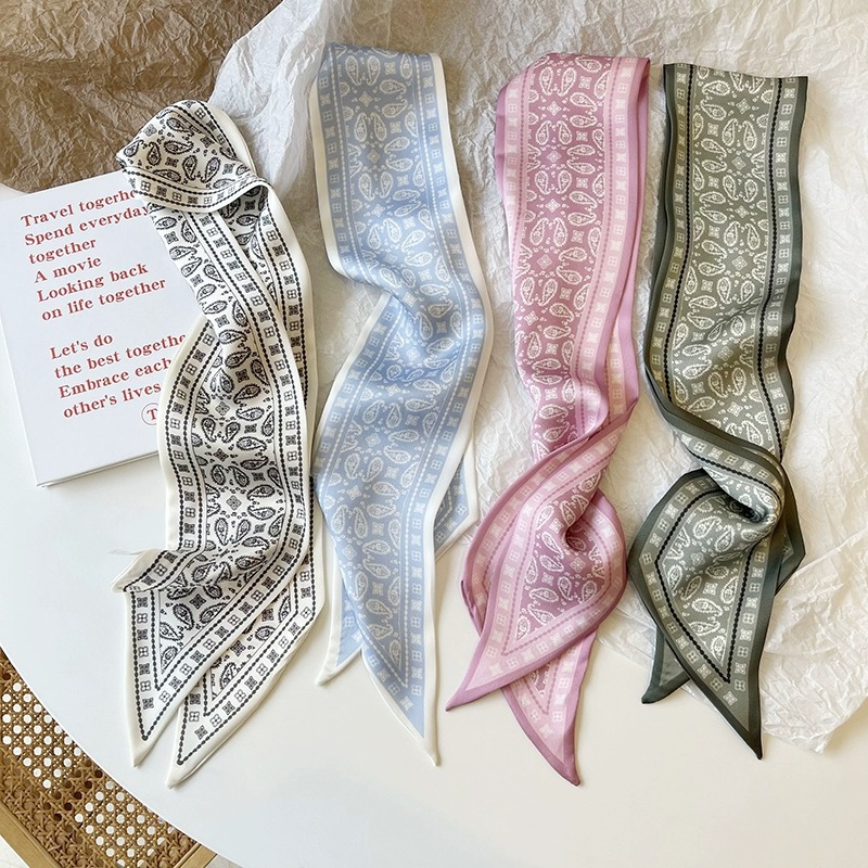 Ribbon Wired Satin - ชุดผ้าไหมซาตินผ้าพันคอผู้หญิงผ้าผมวง Headdress อุปกรณ์เสริม Lady ผ้าพันคอริบบิ้นผูกคอสําหรับกระเป๋า/4 ชิ้น