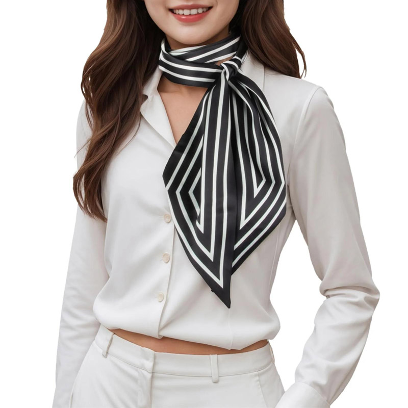 Ribbon Wired Satin - แฟชั่นลายริบบิ้นผมผ้าพันคอผู้หญิงคอ Tie กระเป๋าผ้าพันคอซาตินผ้าไหม Skinny Headscarves สุภาพสตรีขนาดเล็กยาวผ้าพันคอผ้าพันคอผ้าไหมใหม่