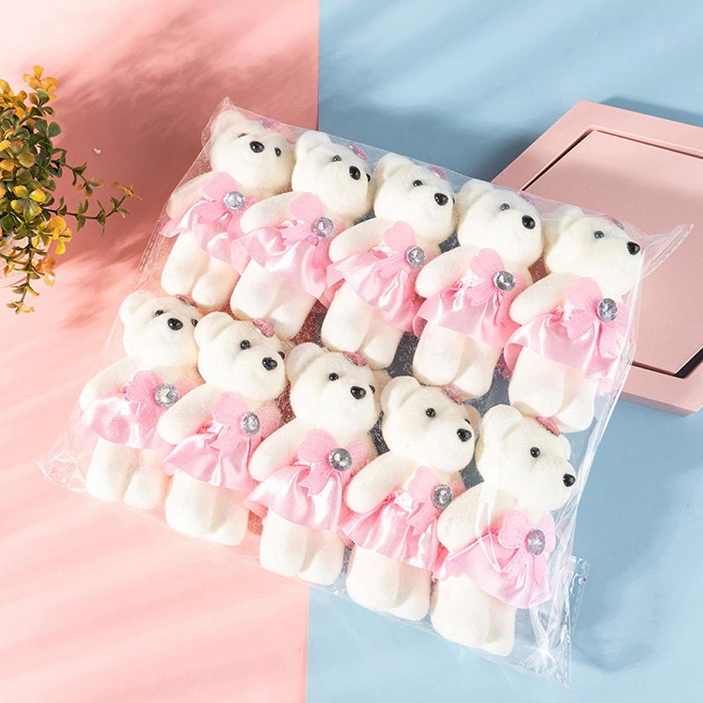 Flower Supplies - ตุ๊กตาหมีไอศกรีมประดับเพชร 10 ชิ้น/ถุง ของขวัญวันวาเลนไทน์ สำหรับช่อดอกไม้งานแต่งงาน ตุ๊กตาหมีน่ารัก