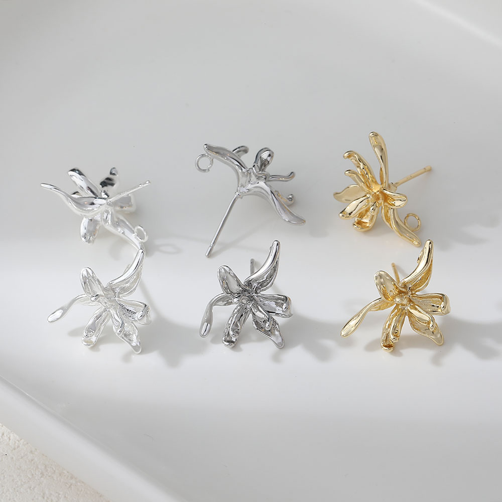 Flower Supplies - 4PCS Dainty ดอกไม้รูปร่างหู Studs DIY ต่างหูเครื่องประดับทําผลอุปกรณ์