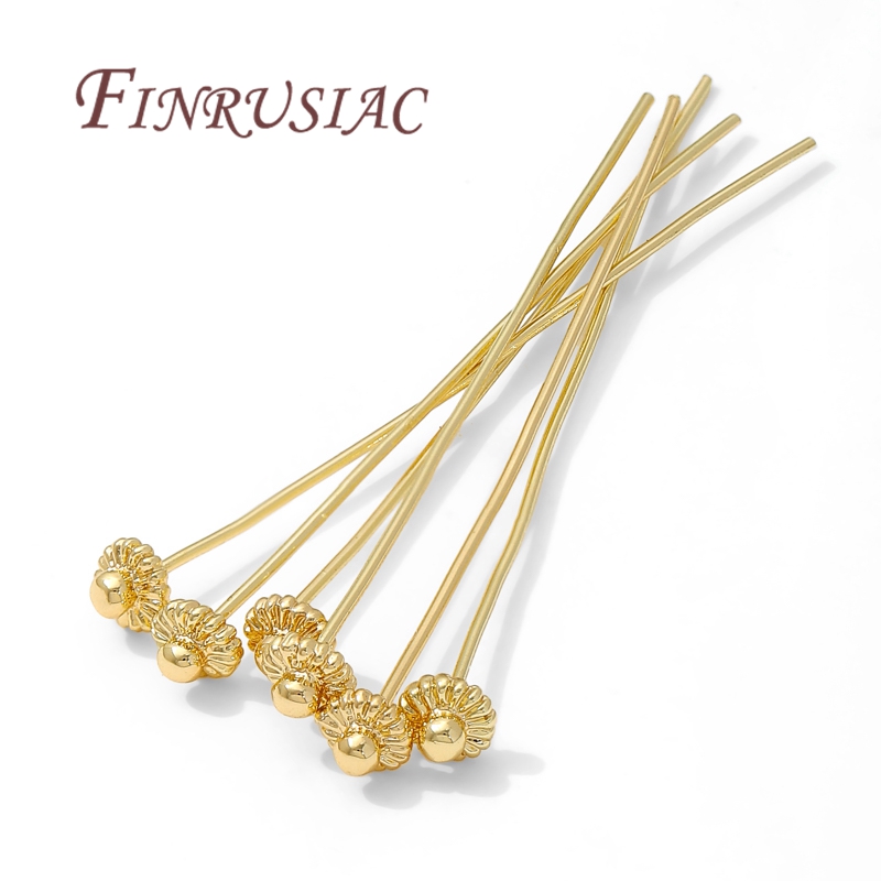 Flower Supplies - 10/20 ชิ้น/ล็อต เข็มเคลือบทอง 18K สำหรับทำเครื่องประดับ, เข็มทองเหลืองรูปดอกไม้สำหรับต่างหู,