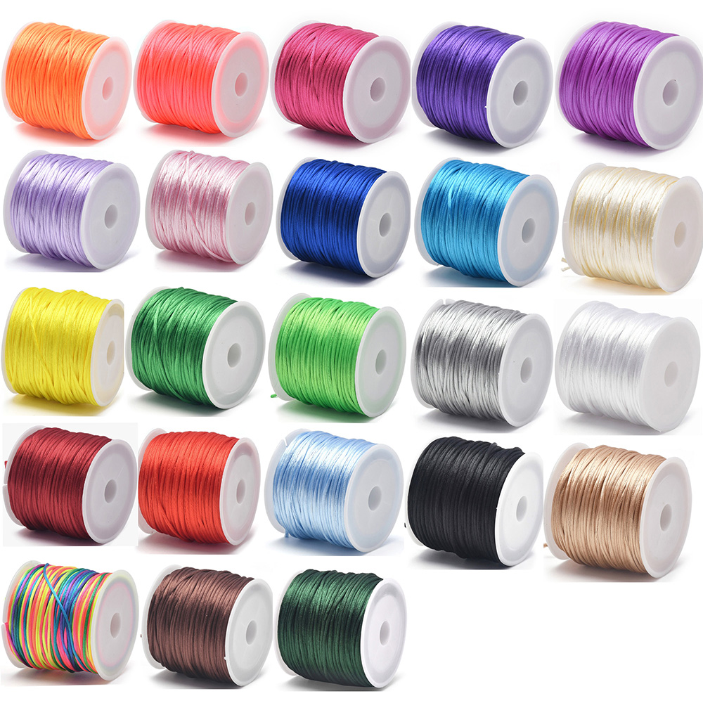 Ribbon Wired Satin - 1.5 มม.หัตถกรรมซาติน Rattail สายไฟจากไนลอนสําหรับจีน Knot,Macramé,Trim,เครื่องประดับทํา 24