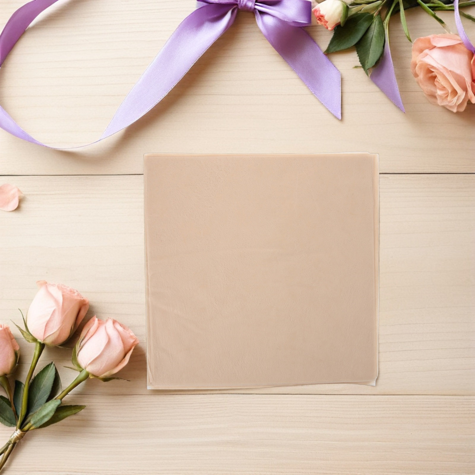The Florist Supply - แผ่นห่อดอกไม้กันน้ำสีเบจ 100 ชิ้น ขนาด 11.8x11.8 ซม.