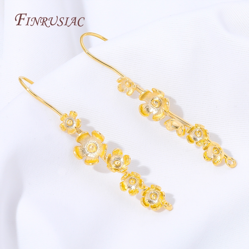 Flower Supplies - ตะขอเกี่ยวต่างหูรูปดอกไม้ชุบทอง 18K, อะไหล่ต่างหูแบบห้อยลายดอกไม้สไตล์วินเทจสำหรับทำเครื่องประดับ, อุปกรณ์เสริมสำหรับทำต่างหู DIY