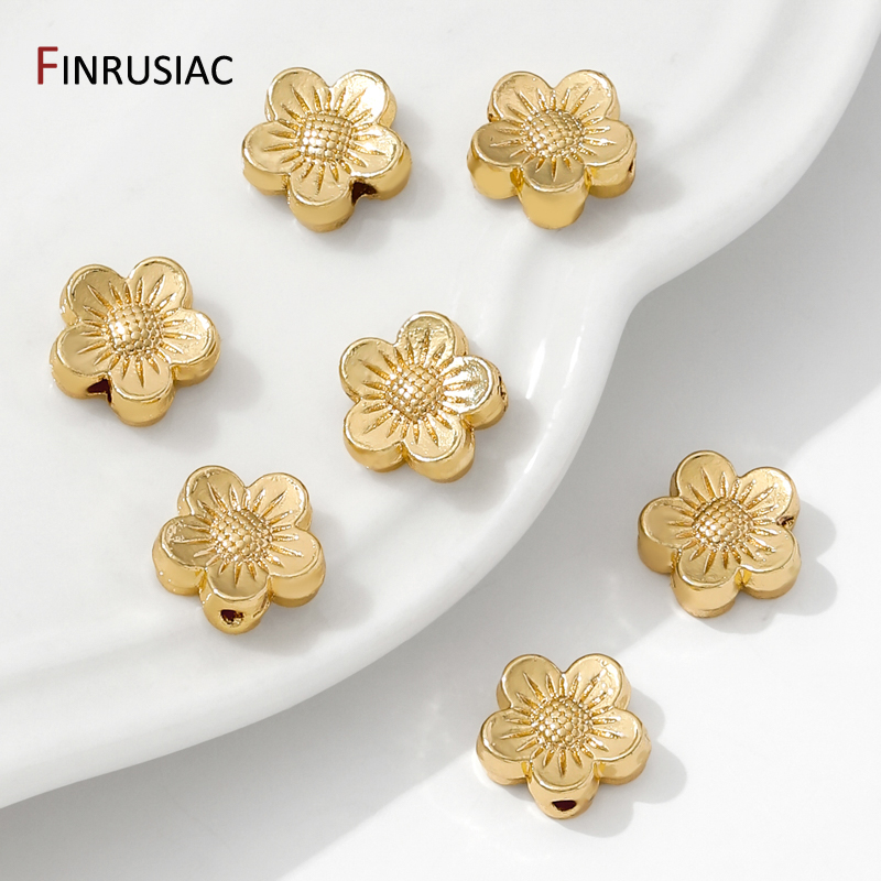 ลูกปัดทองเหลืองชุบทอง 14K รูปด - Flower Supplies บทวิจารณ์และราคา